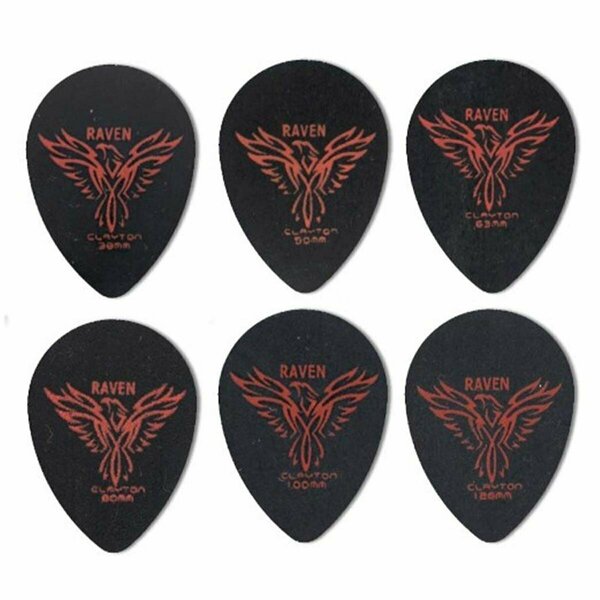 Clayton Raven Small Teardrop Guitar Picks- Black - 0.38 mm, 72PK BST38